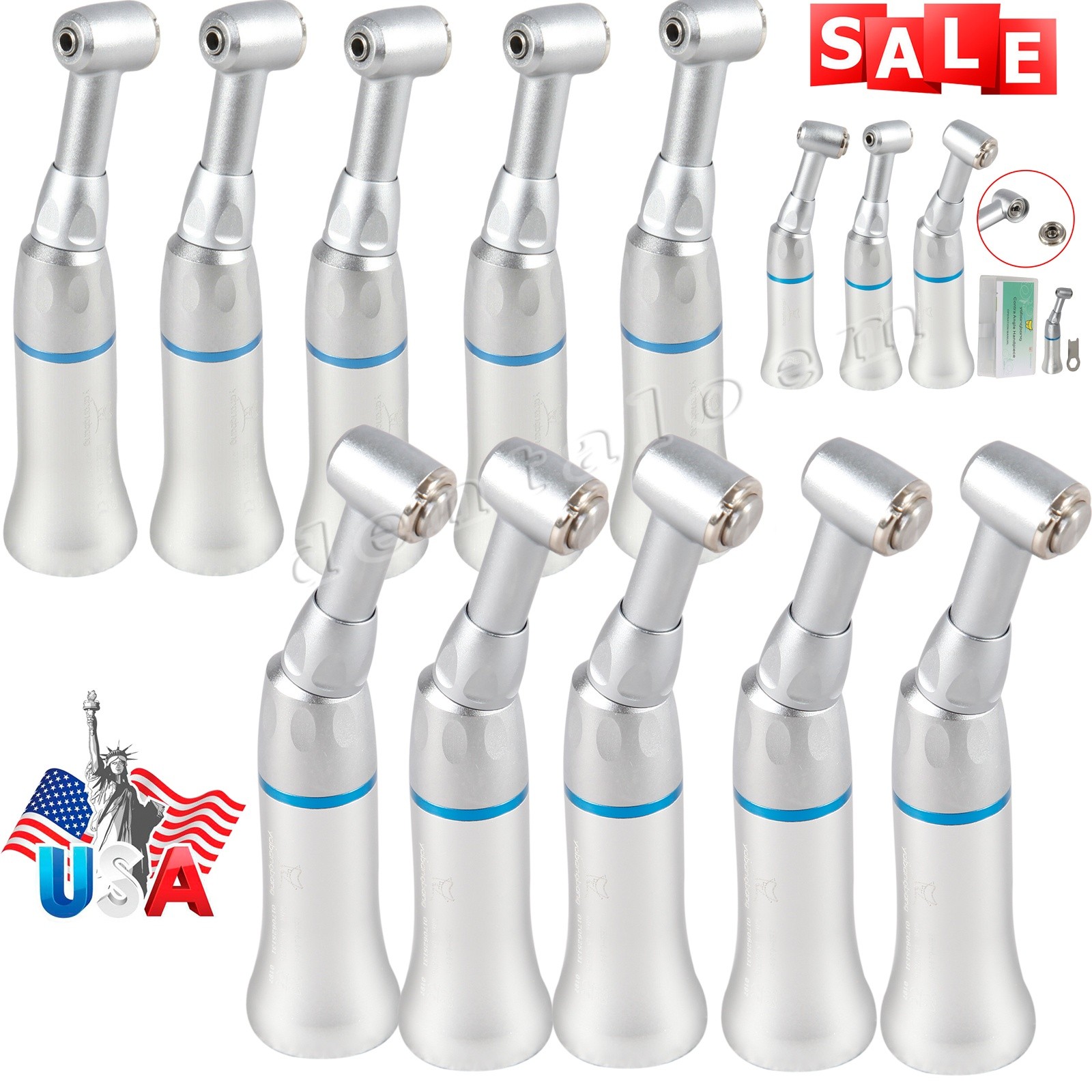 10PC Dental Push Button Contra Angle Handpiece Slow Low Speed 1:1 E-type For NSK