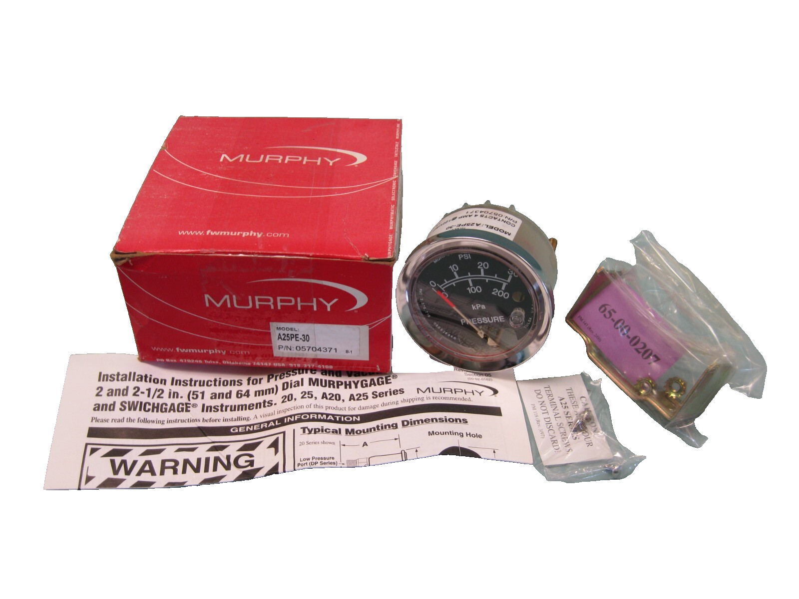 Murphy A25PE-30 Swichgage 0-30 PSI Mechanical Pressure Gauge NEW F14