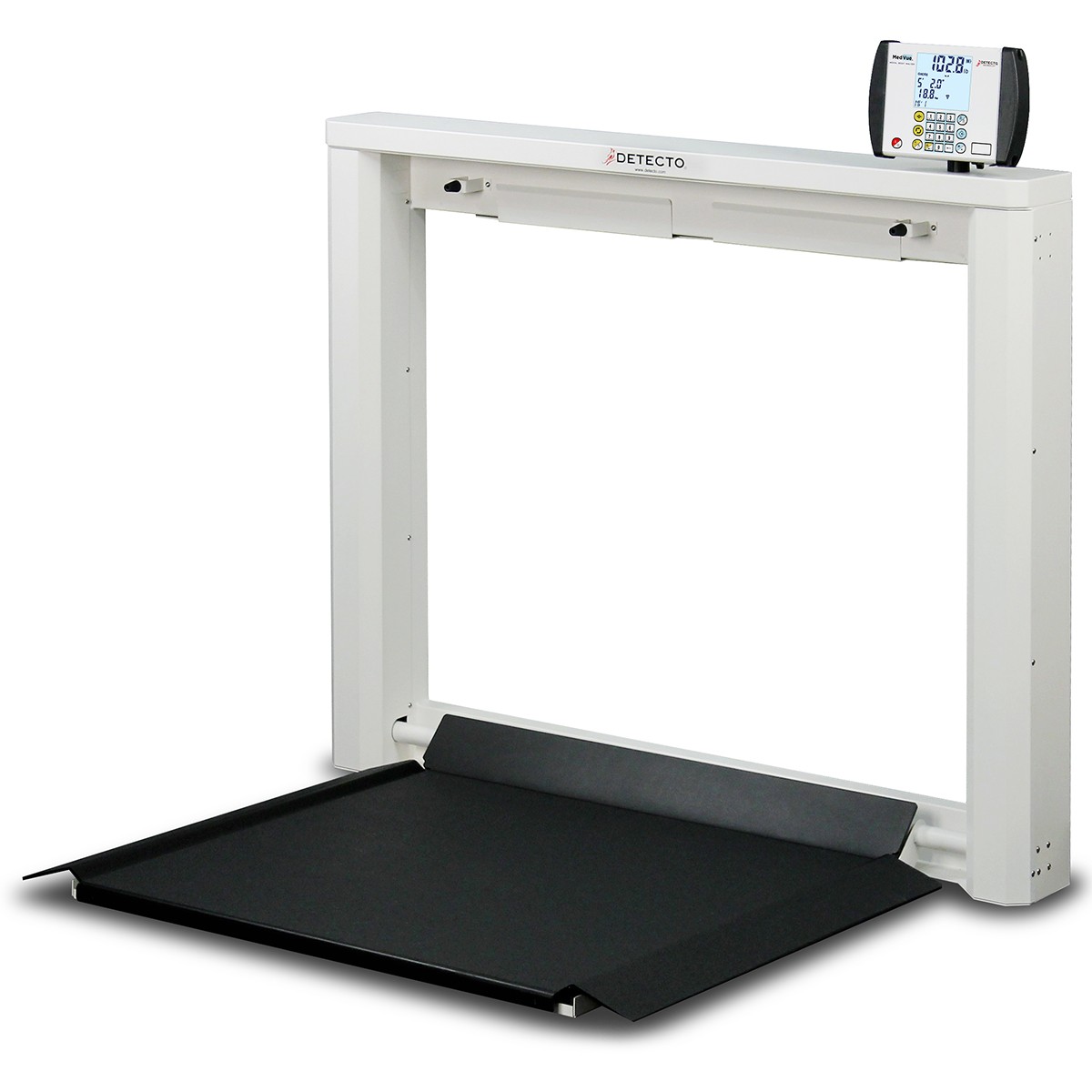 Detecto 7550 Wall-Mount Fold-Up Wheelchair Scale 1000 lb x 0.2 lb BMI AC Adapter