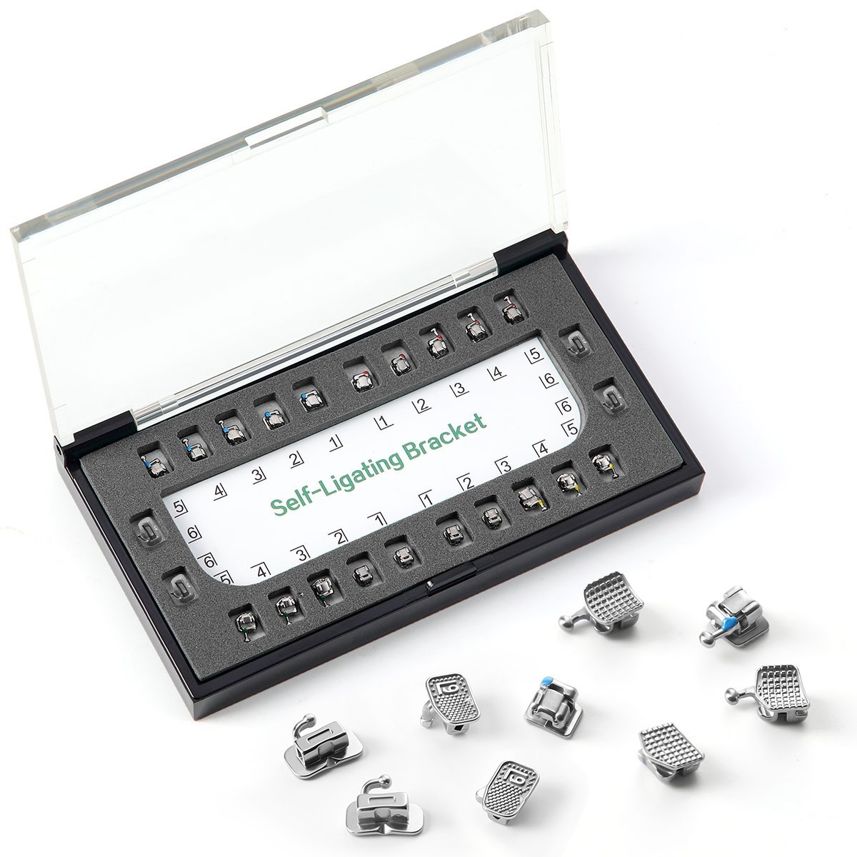 AZDENT Dental Ortho MIM Self Ligating Bracket Mini Roth.022 Hooks +Buccal Tube