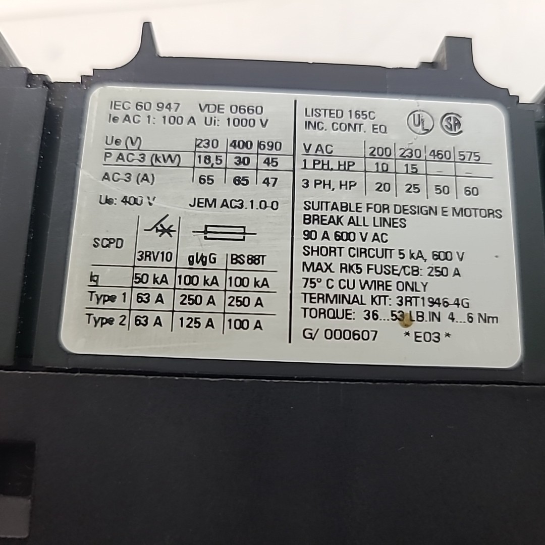 Siemens Sirius 3R Coil Contactor 3RT1044-1AG20 3ZX1012-0RT04-1AA1