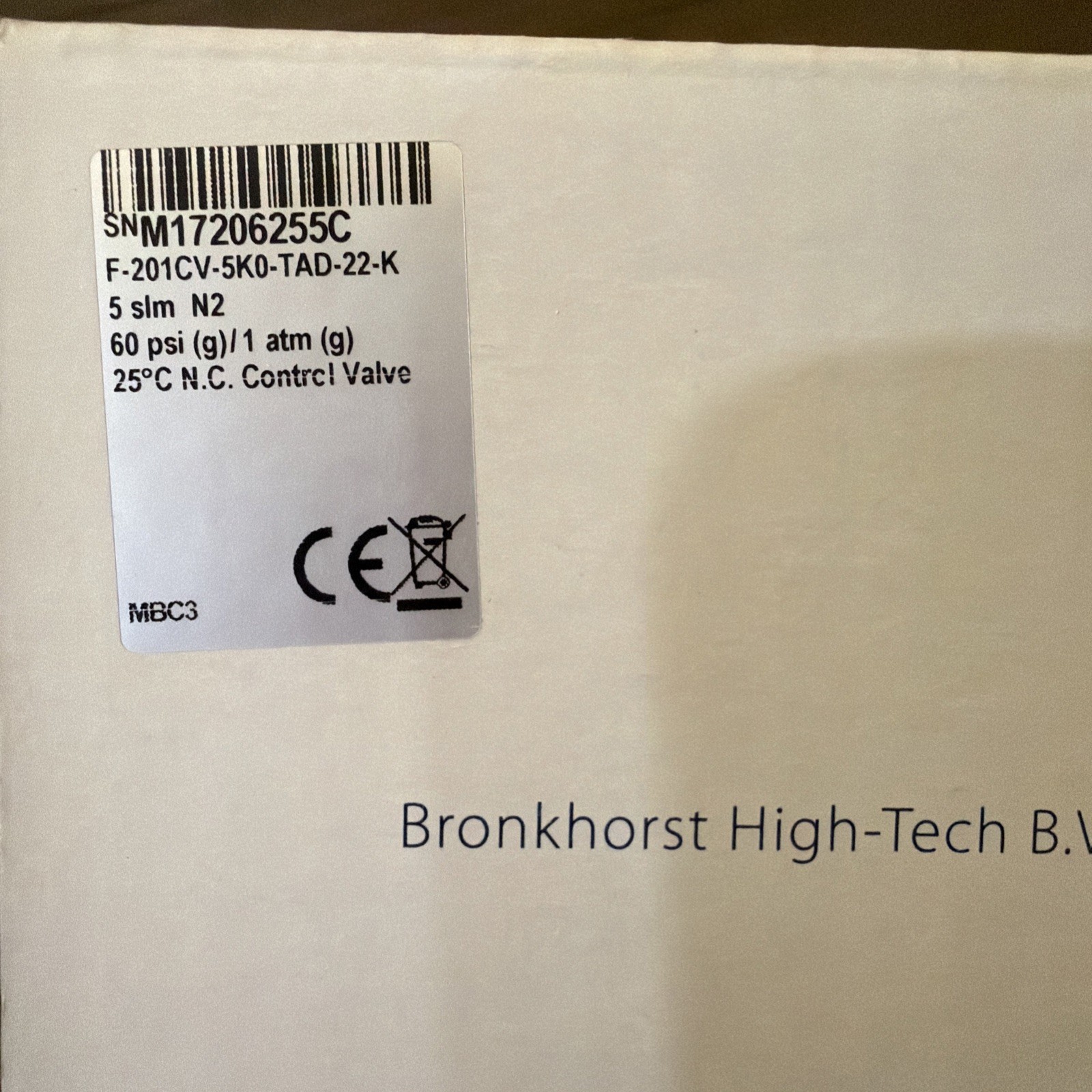Bronkhorst Mass Flow Controller – 5 slm – Kalrez seals