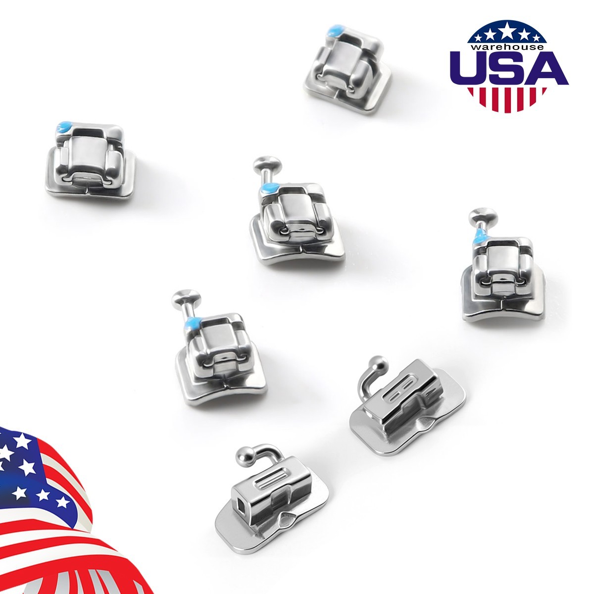 AZDENT Dental Ortho MIM Self Ligating Bracket Mini Roth.022 Hooks +Buccal Tube
