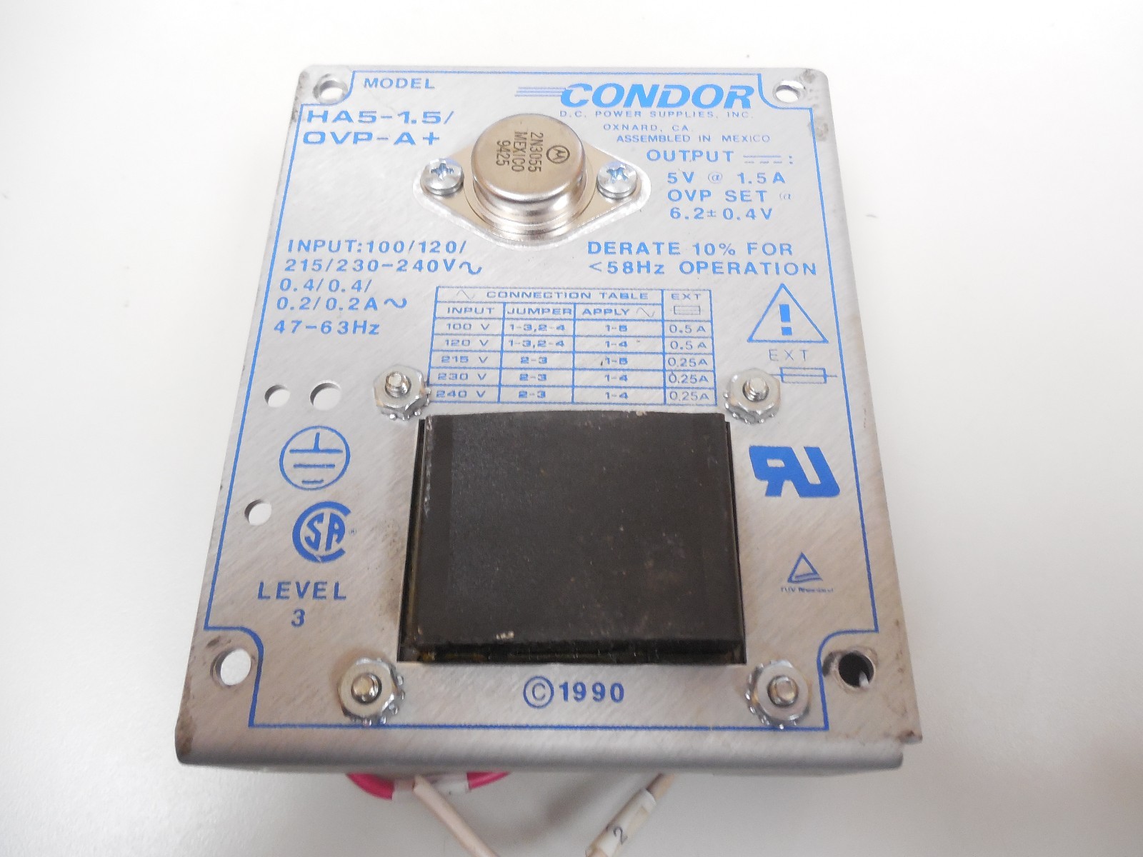CONDOR HA5-1.5/OVP-A+ DC POWER SUPPLY 5V 1.5A
