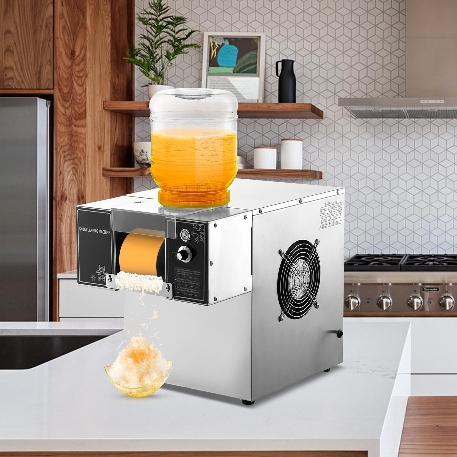 Commercial Snowflake Machine Ice Shaver Snow Cone Shaving Maker Adjustable Speed