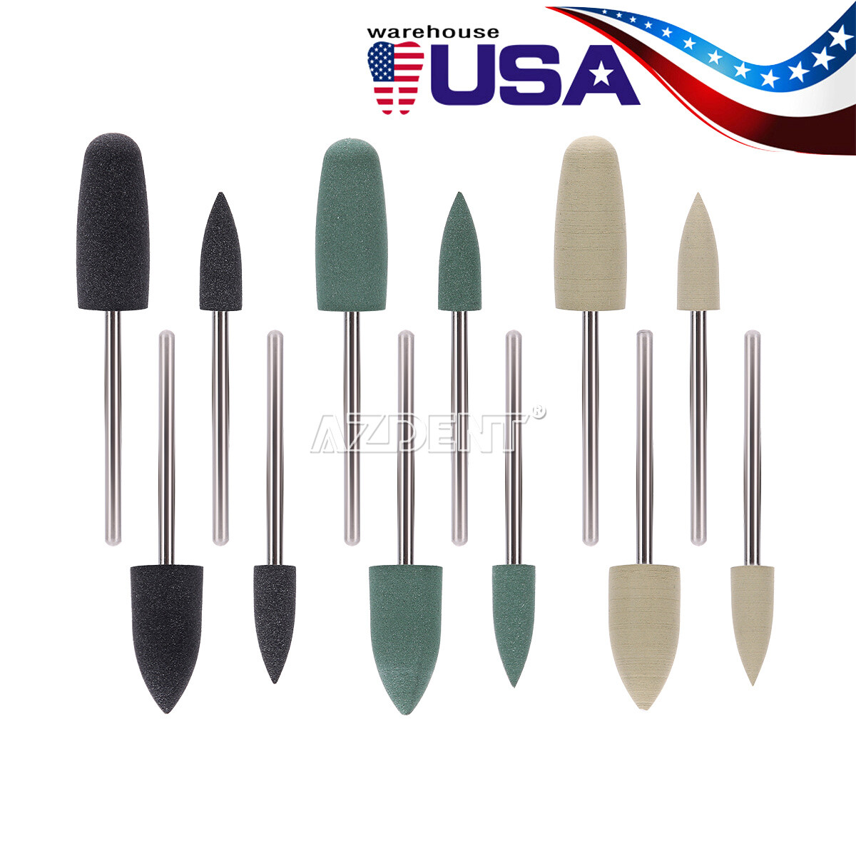 AZDENT Dental Diamond Burs Composite Polishing Burs White Stone for FG/RA/HP
