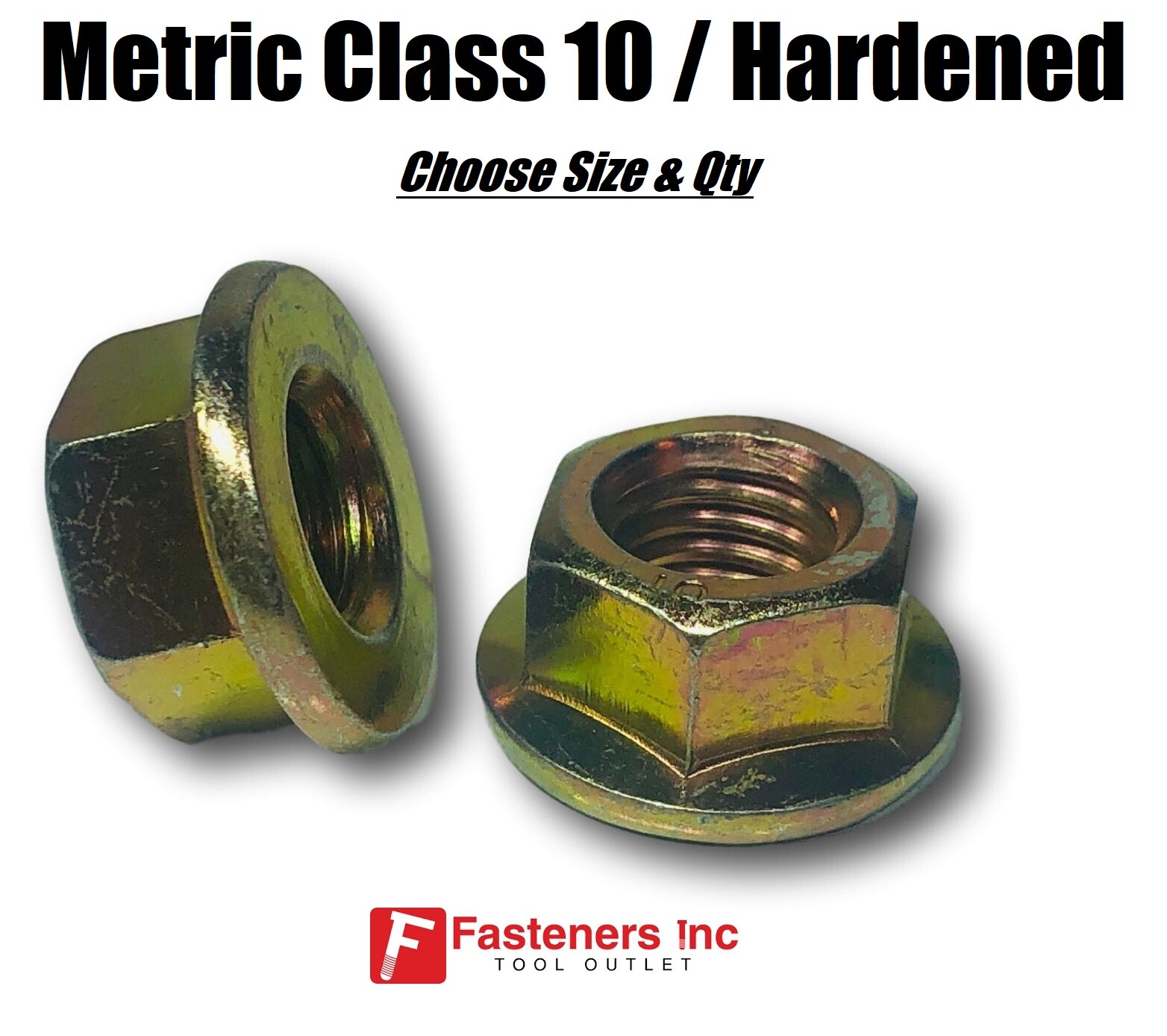 Metric Hex Flange Nuts Class 10 (Grade 8) Zinc Yellow (Choose Size & Qty)