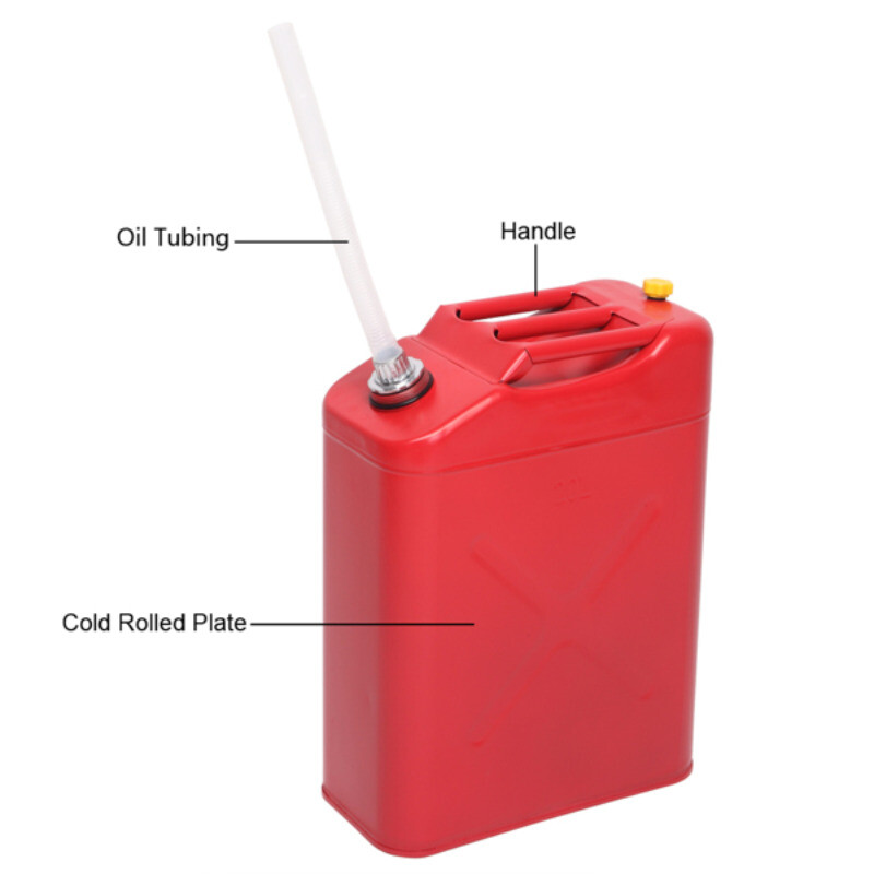 20L Cold-rolled Plate Petrol Diesel Oil Drum Red w/Plastic Oil Drain Pipe