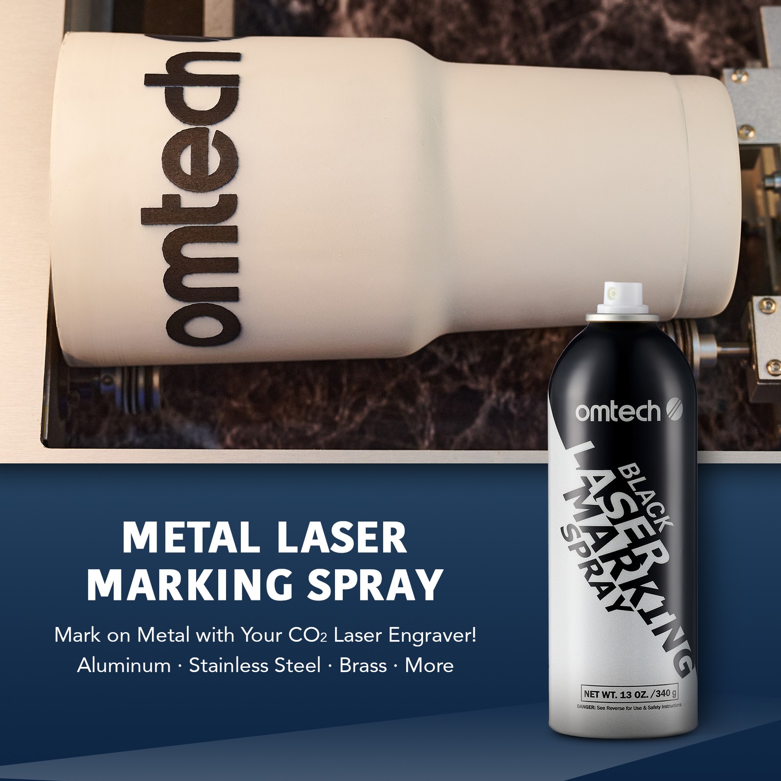 2Pcs OMTech Laser Inks Black Metal Laser Spray For CO2 Fiber YAG Metals Marking