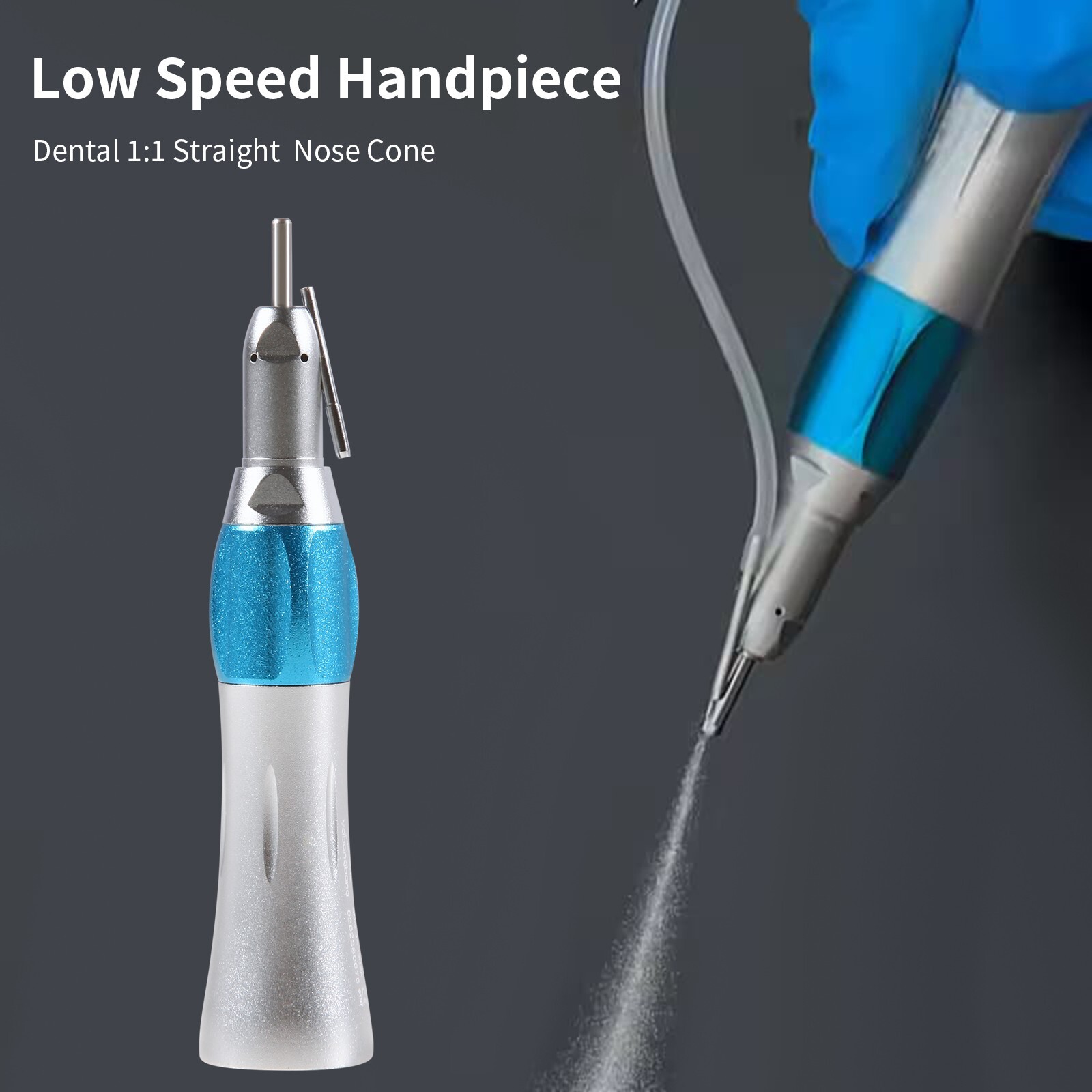 Dental Surgical Straight Handpiece 1:1 Nose Cone W/ External Irrigation Pipe SA