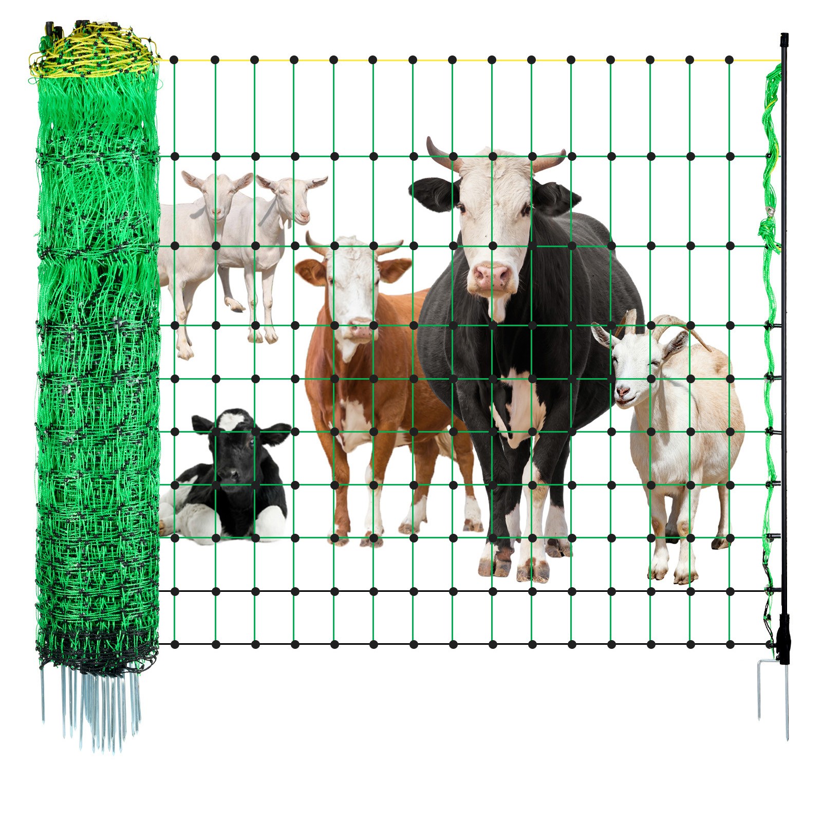 VEVOR Electric Netting Fence Kits Sheep Fencing 35.4″H x 164’L with Posts Spikes