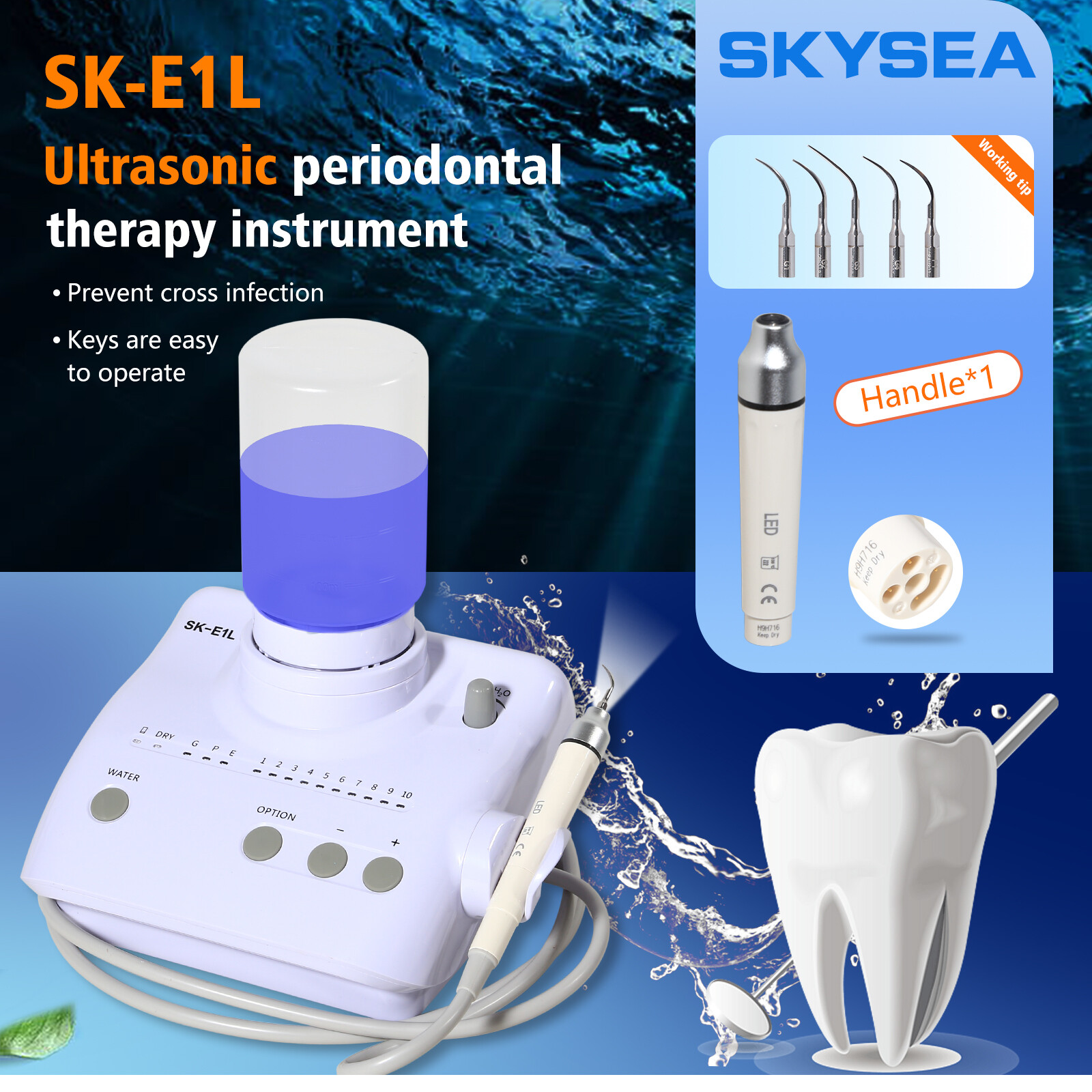 For Cavitron EMS Dental Ultrasonic Scaler with LED Handpiece Auto Water Supply