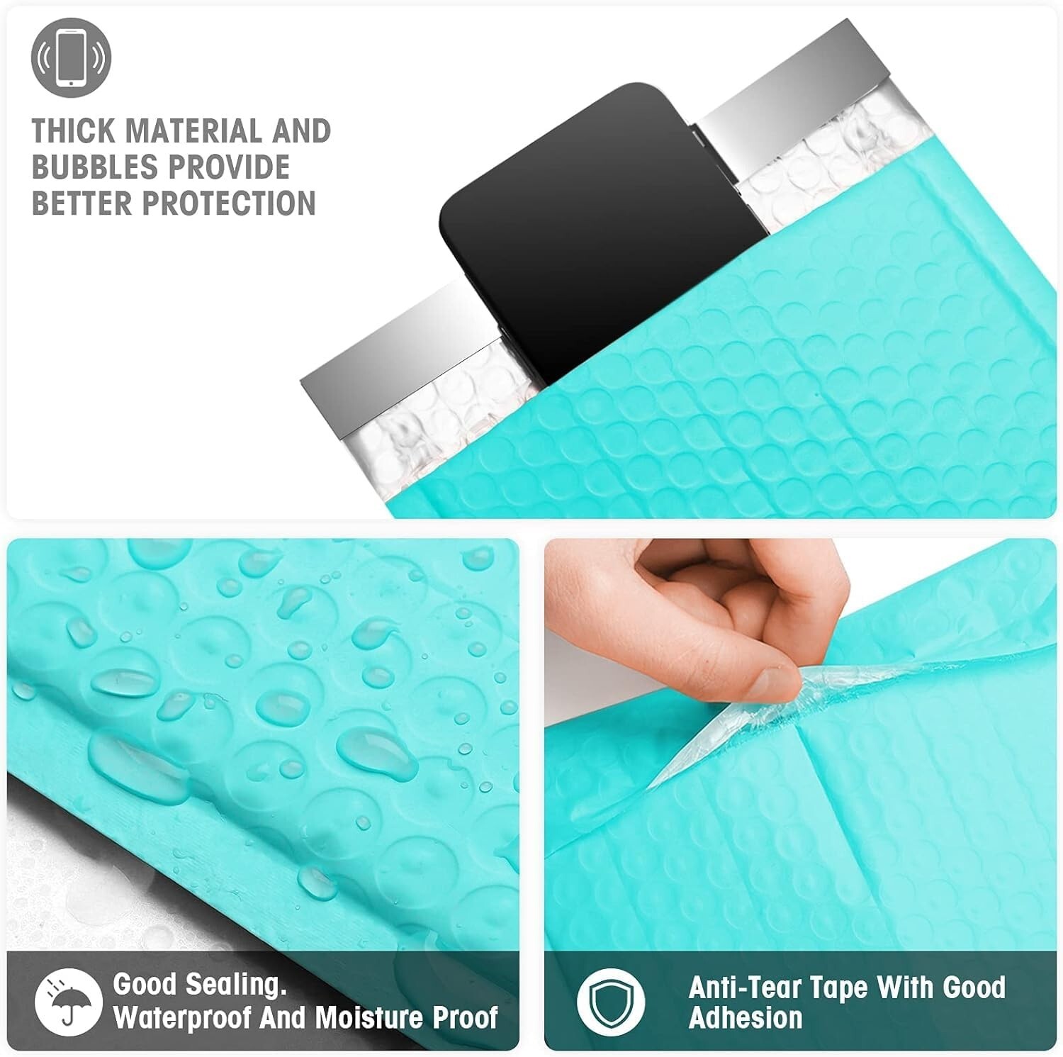 #0 Bubble Mailers 6×10″ 500Pcs Poly Padded Envelope Thick Mailing Bags Teal