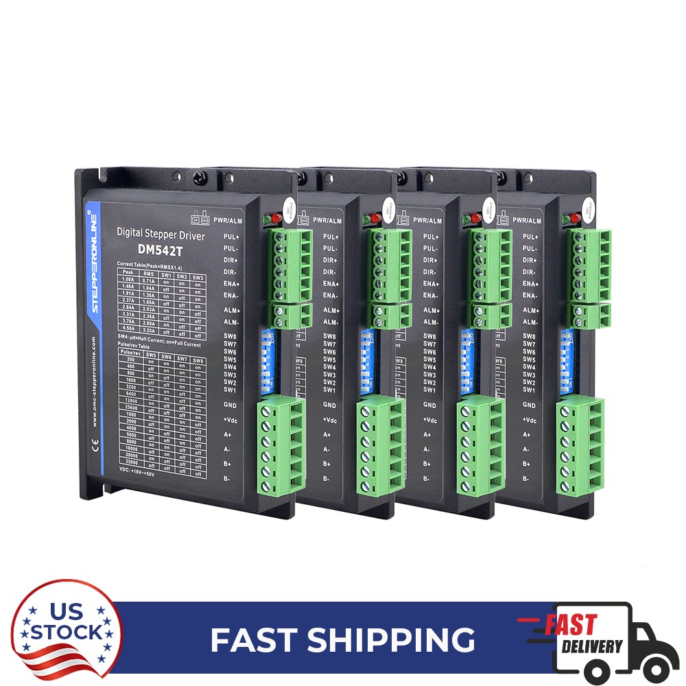 STEPPERONLINE 4 Axis DM542T Nema 23 Stepper Motor Driver 1.0-4.5A 18-50VDC CNC