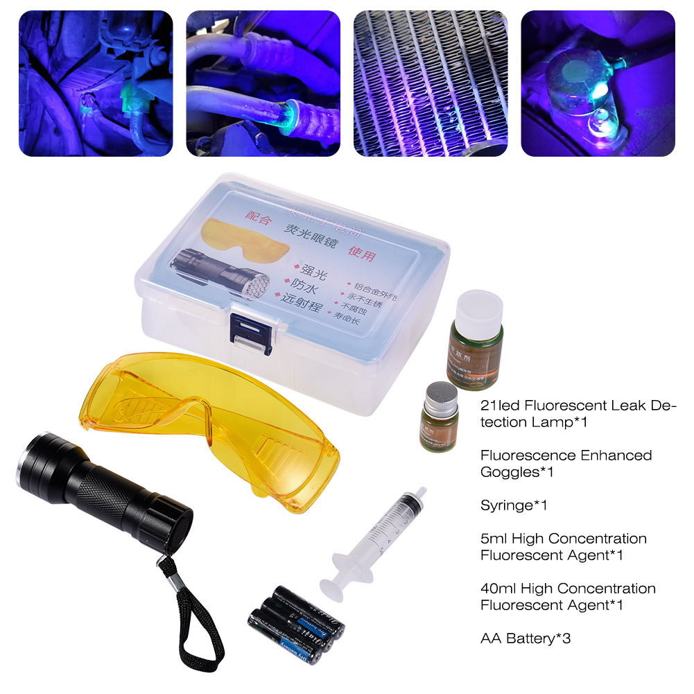 UV Dye & Torch Kit Leak Detection Dye For Oil & Fuel Petrol Diesel Leaks