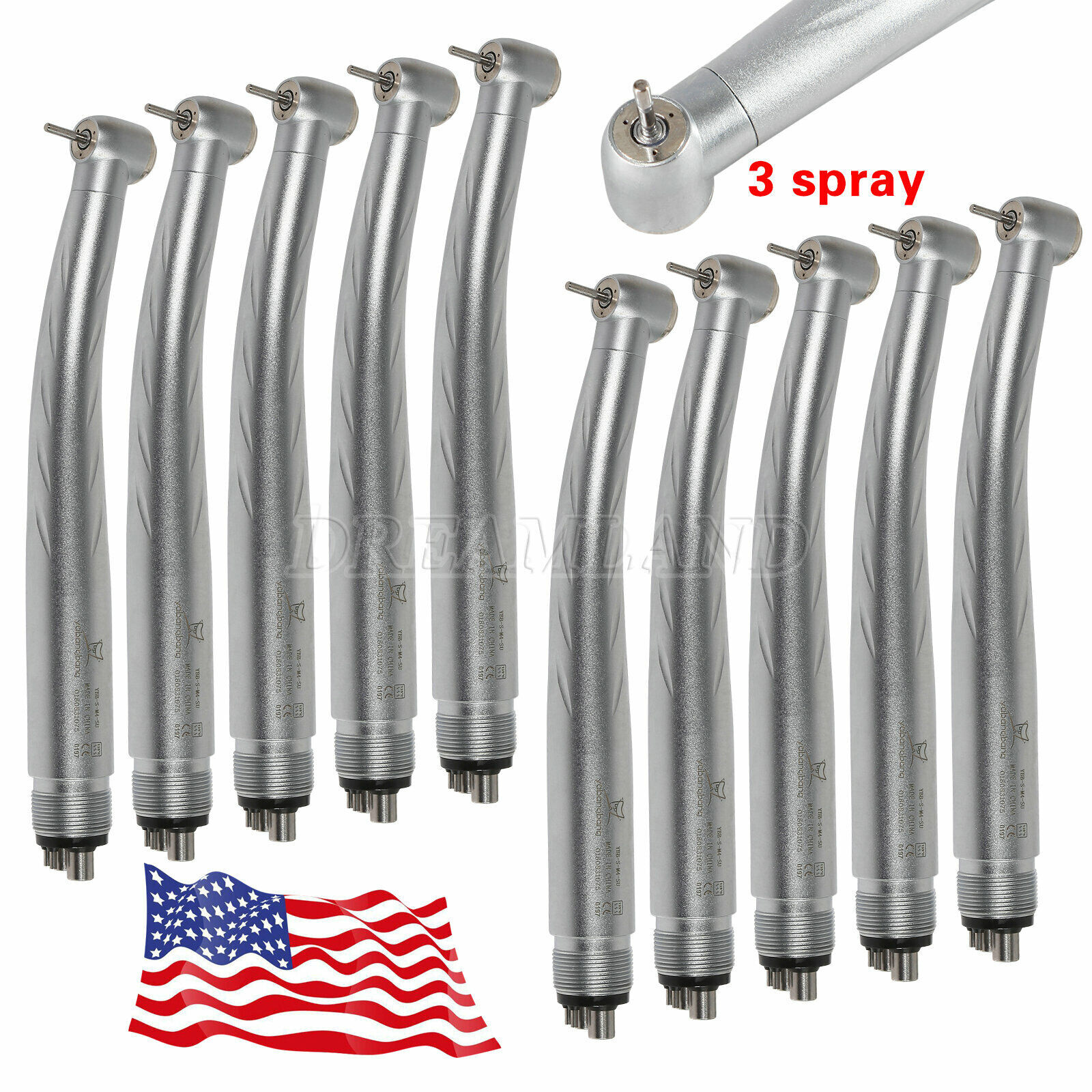 10 Yabang Dental High Speed Handpiece Push Button 3 Way Spray KaV Style