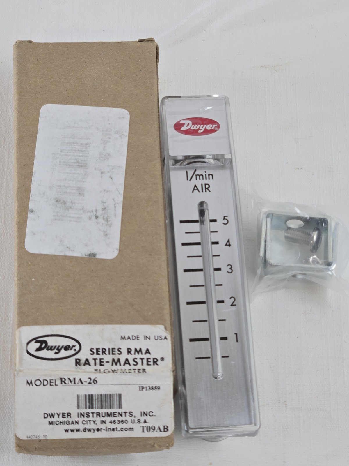 RMA-26-SSV Air Flowmeter, 0.5l/min to 5l/min, 4%, 3.175mm, 100psi,