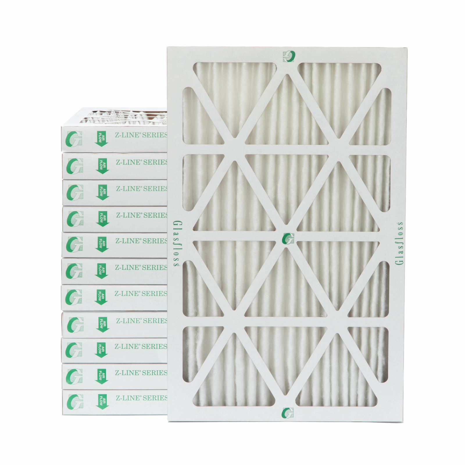 Glasfloss ZL 16x24x2 MERV 10 (FPR 7) Pleated HVAC Air Filters. Case of 12