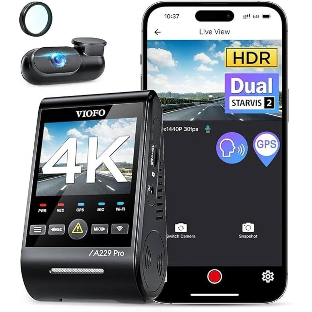 VIOFO A229 Pro 4K HDR Dash Cam, 4K+2K Front & Rear Dual-Channel Recording