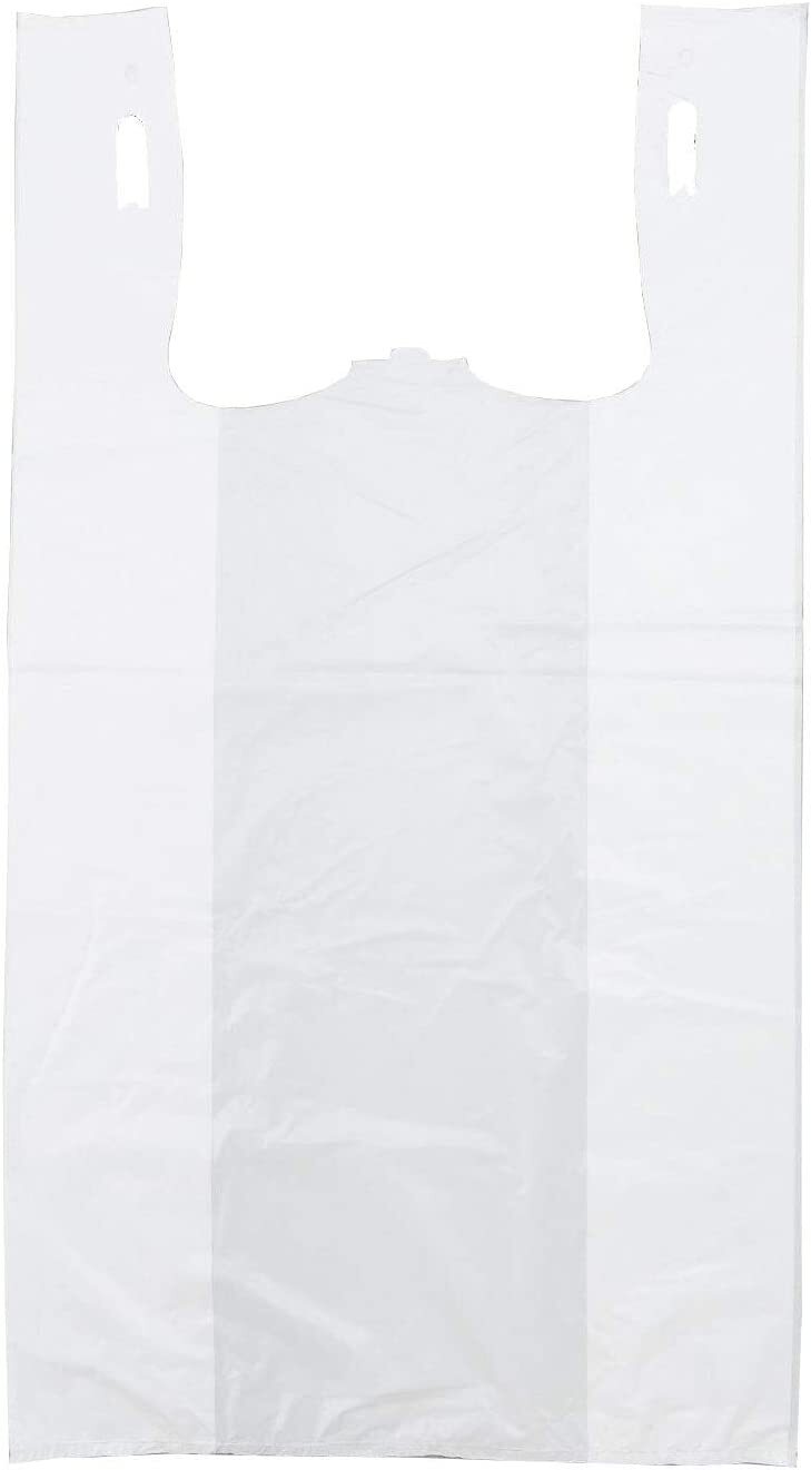Bags 1/6 Large 21 x 6.5 x 11.5 White T-Shirt Plastic Grocery Shopping Bags F&S