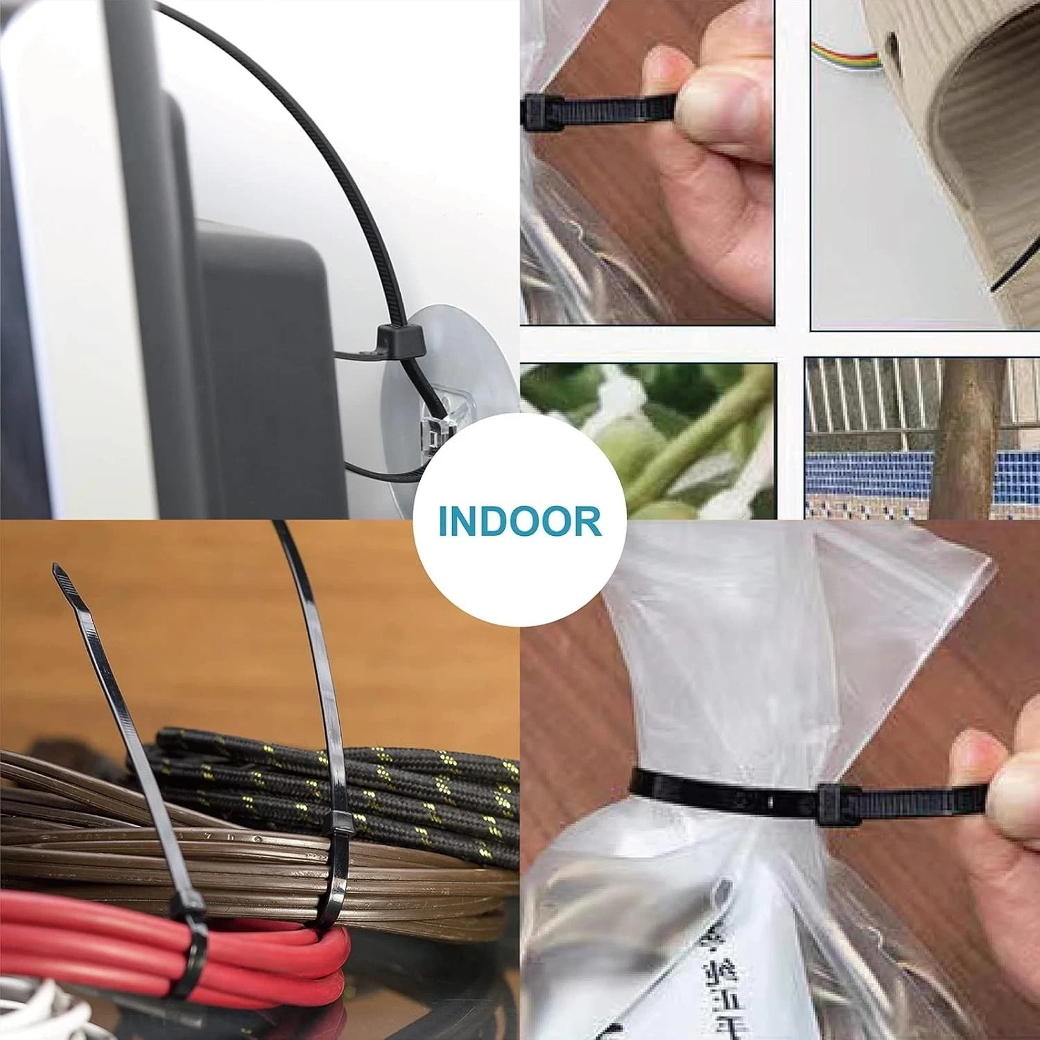 Zip Cable Ties Assorted Sizes(4”+6”+8”+12”) Heavy Duty Nylon Black UV Resistant*