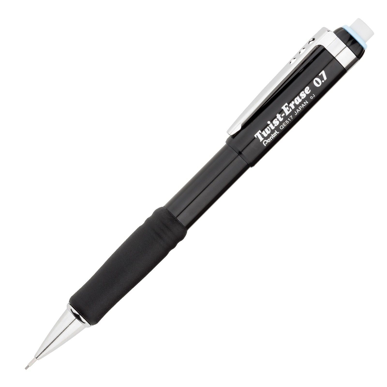 QE517A Pentel Twist-Erase III Mechanical Pencil, 0.7mm, Black Barrel, Pack of 1