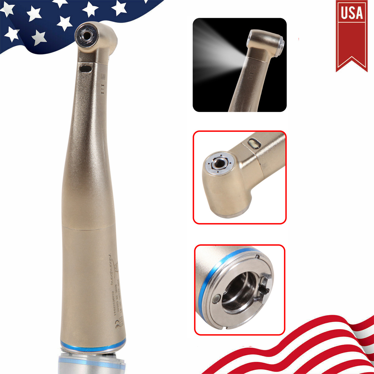 NSK Style Dental 1:1 1:5 LED Fiber Optic Contra Angle Handpiece Inner channel OE