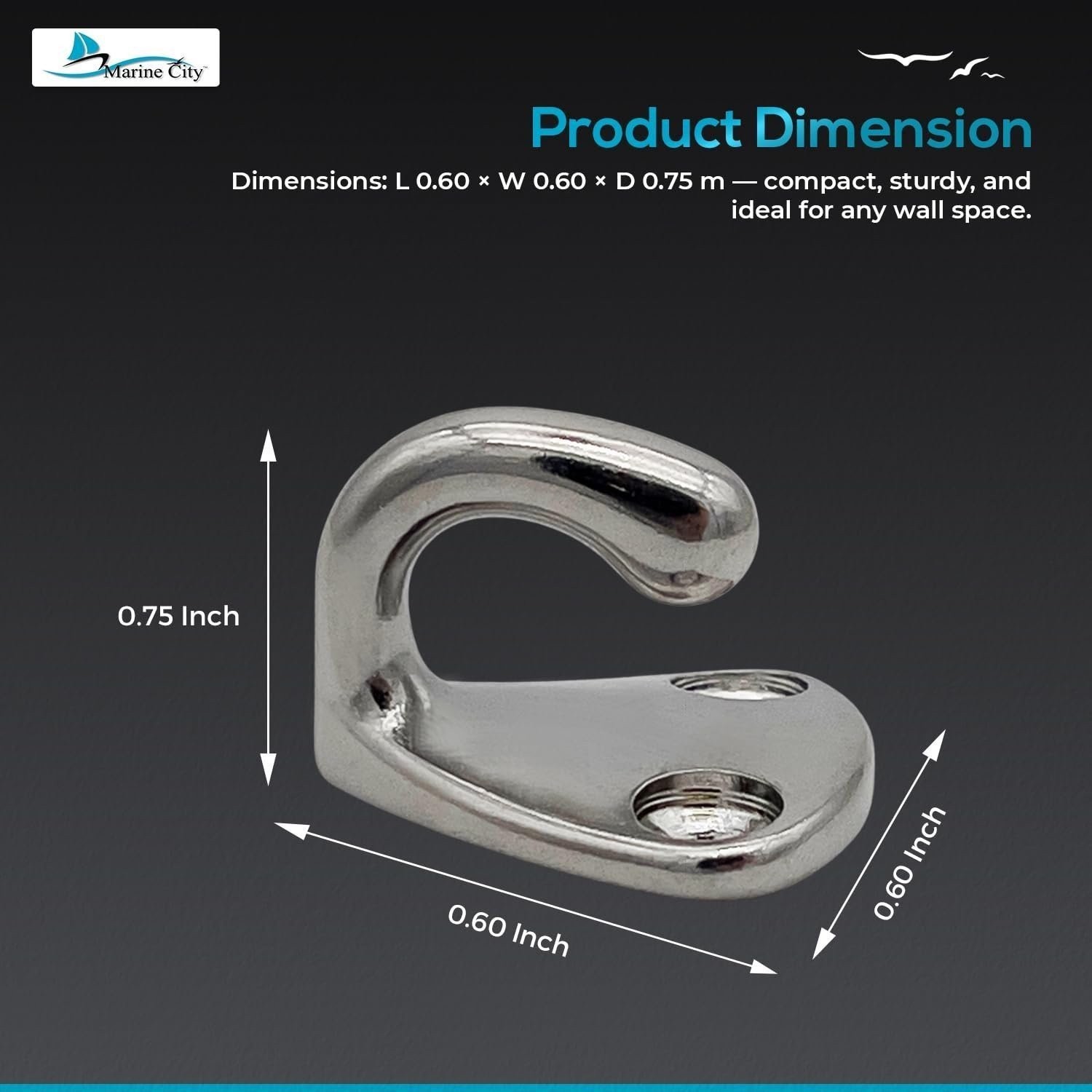 MARINE CITY Stainless Steel Wall Hook – Triangle Design for Indoor Outdoor