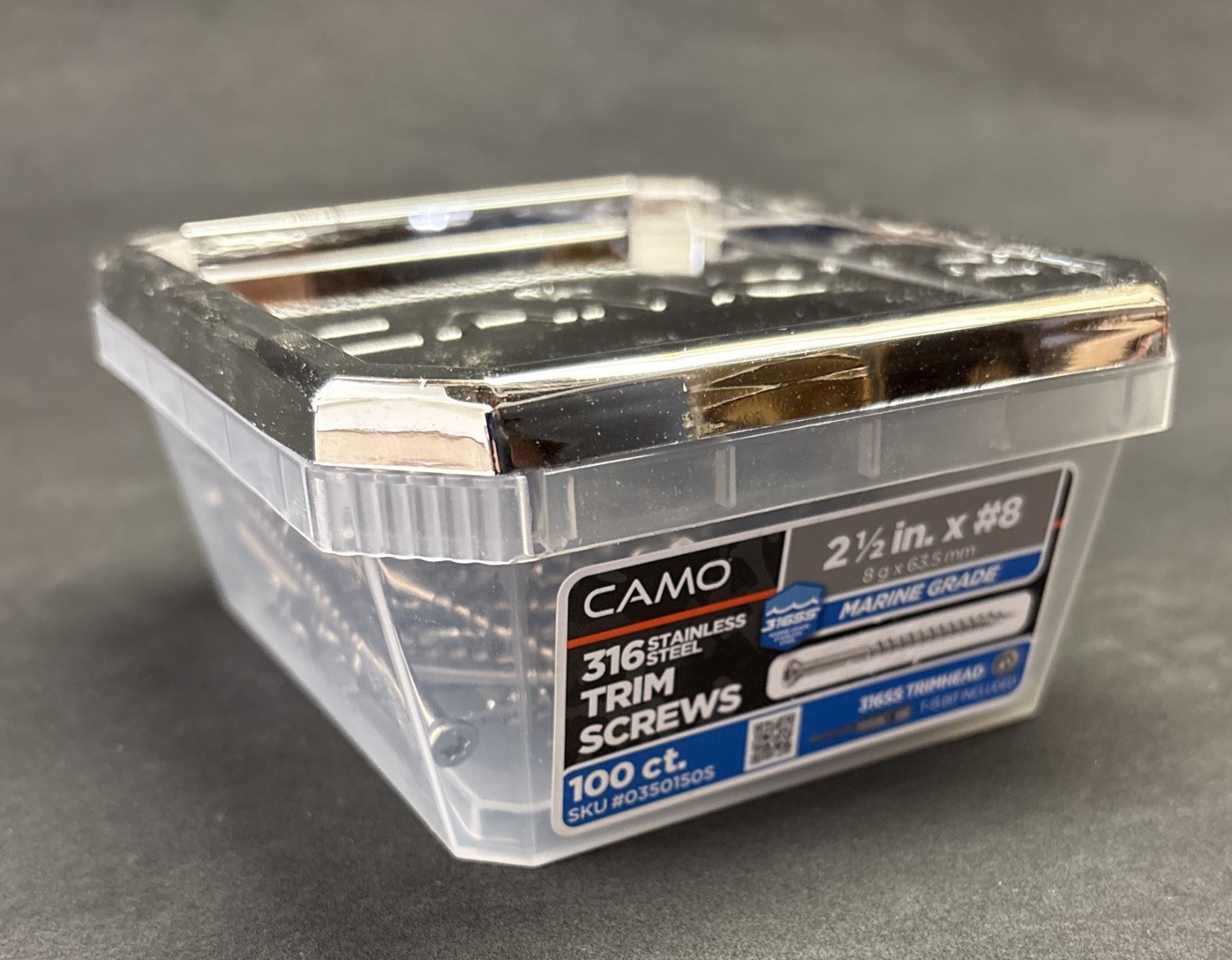 CAMO (100 Count) #8 X 2-1/2” Marine Grade 316 Stainless Deck Screw t25
