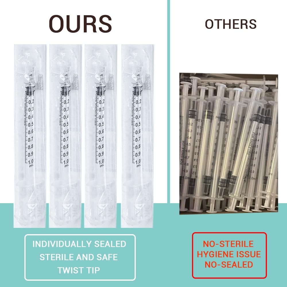 20 Pack 1mL Luer Lock Syringes without Needle, 1 ml cc Disposable Syringe