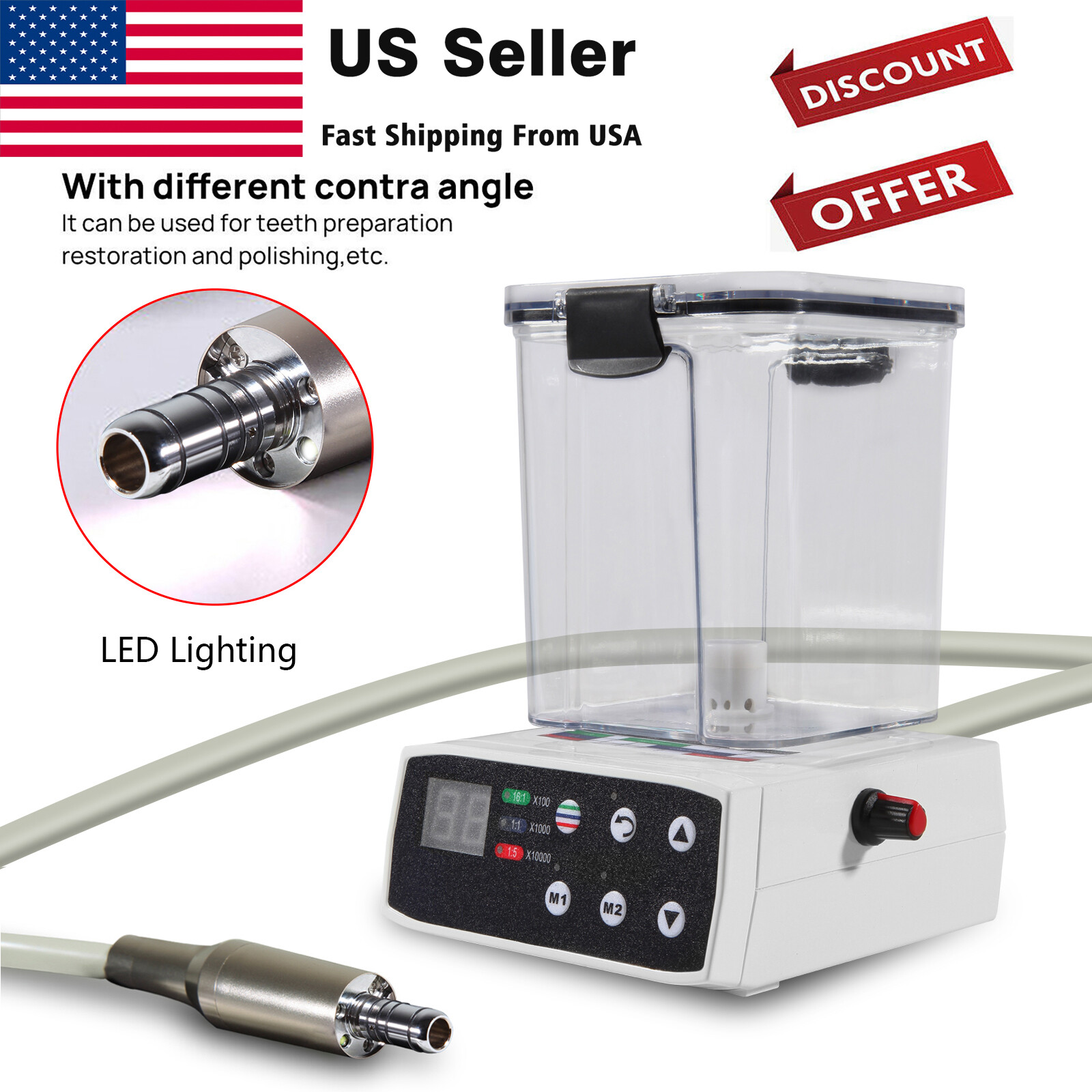 Dental Brushless LED Electric Motor 1:1/1:5/16:1 Handpiece For Lab Practice ty