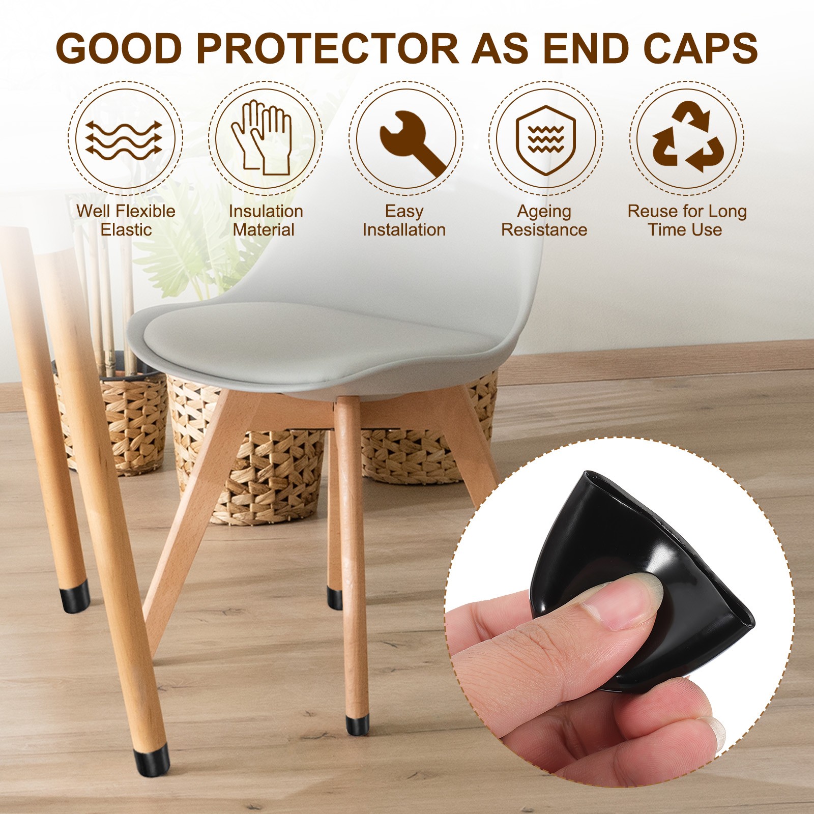 42mm/1.65″ Rubber End Caps, 18 Pcs Screw Ends Bolt Tube Thread Protector