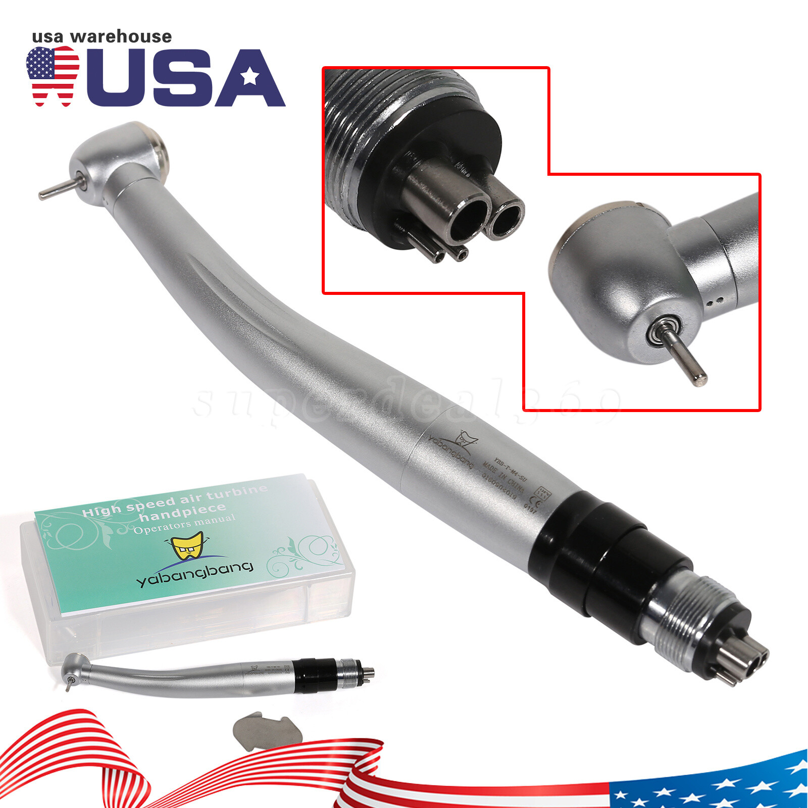 Large Big head Dental Push Button High Speed Turbine Handpiece Coupler 4Hole ty
