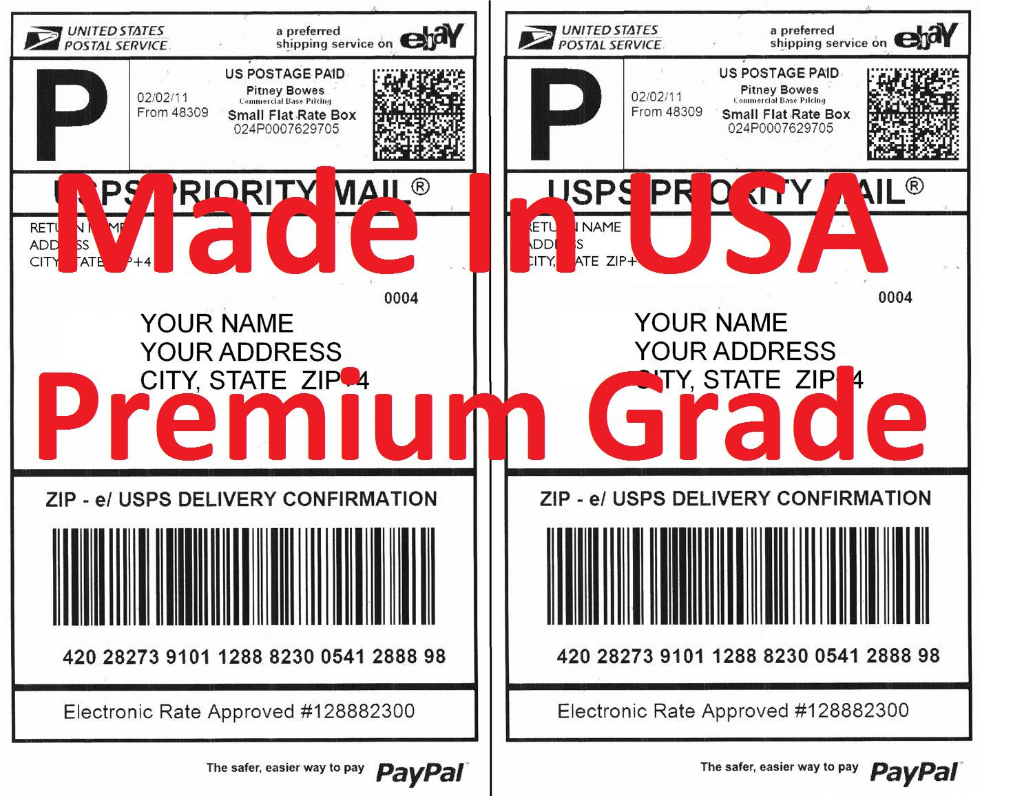 Premium Shipping Labels-Made in USA-Self Adhesive-USPS UPS FEDEX PayPal-8.5×11