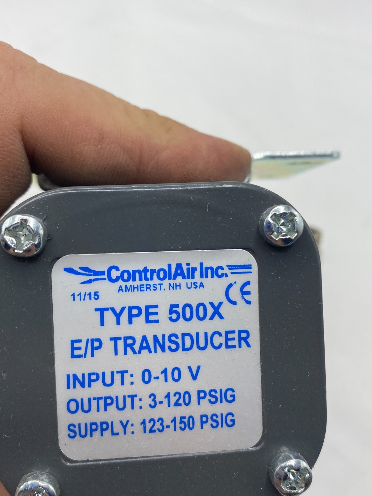 CONTROL AIR TYPE 500X E/P TRANSDUCER INPUT 0-10V 3-120 PSIG 123-150 PSIG 🎯