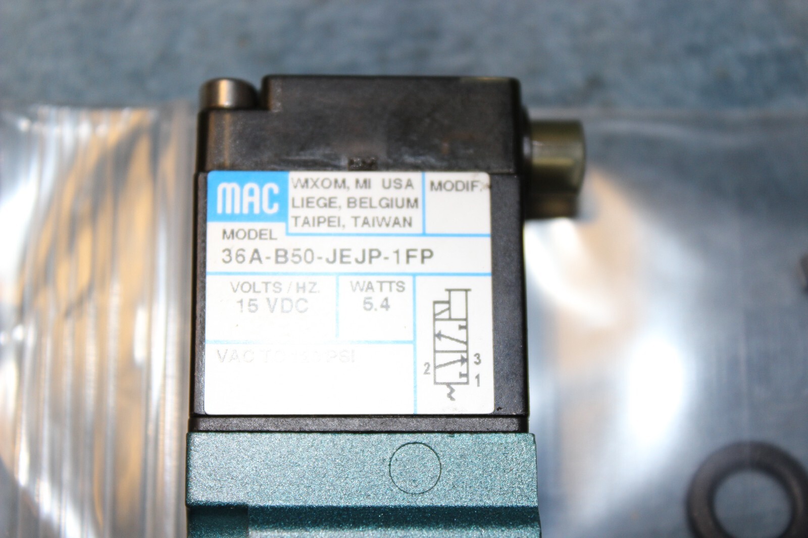 New MAC Solenoid 36A-B50-JEJP-1FP 15V DC (2 Year Warranty)