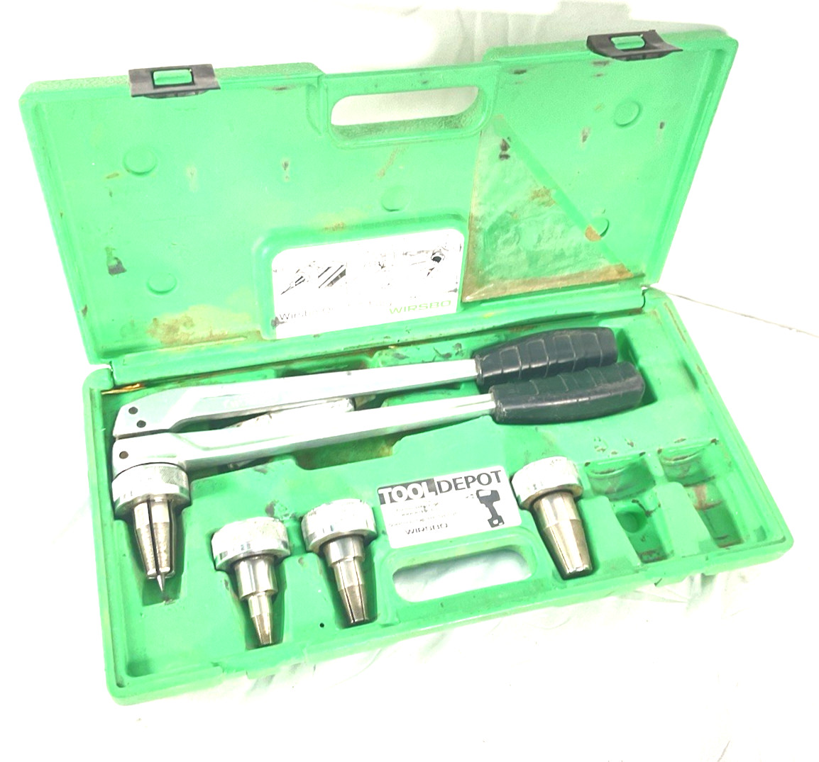 Wirsbo PEX Hand Expander Tool W/ 4 Heads Quick & Easy Green Case Set France