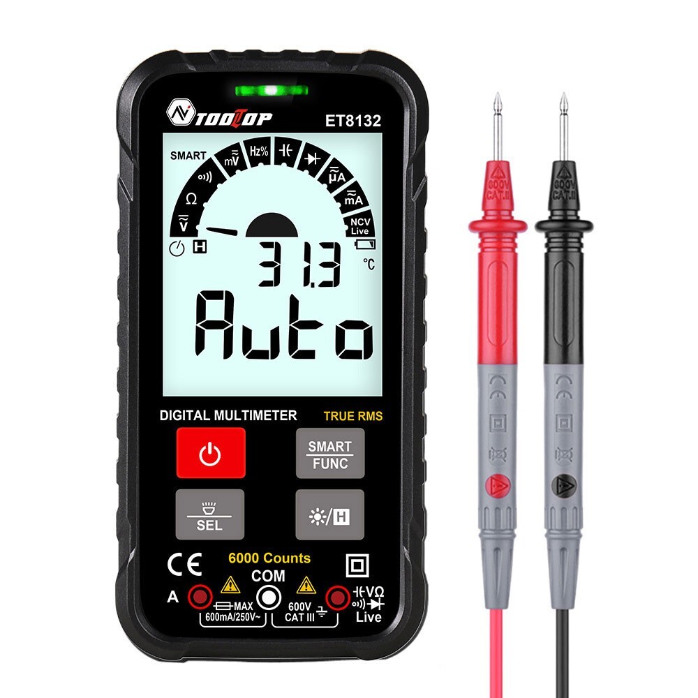 ET8132 600V 600mA 6000 Counts Digital Multimeter for NCV/ Live Wire my23