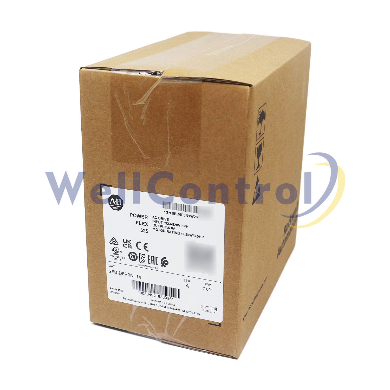 New Allen-Bradley 25B-D6P0N114 PowerFlex 525 2.2kW (3Hp) AC Drive