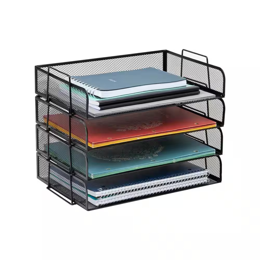 14 In. L X 9.75 In. W X 11.25 In. H Stackable Paper Tray Desktop Organizer, 2 Pc