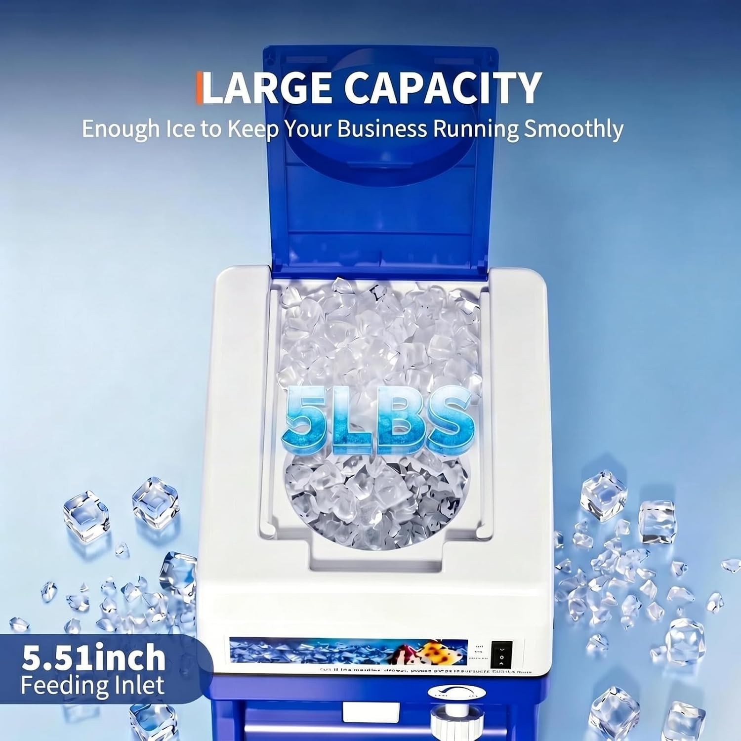 Commercial Ice Shaver 300LBS/H Electric Snow Cone Maker Ice Crusher Home Blue