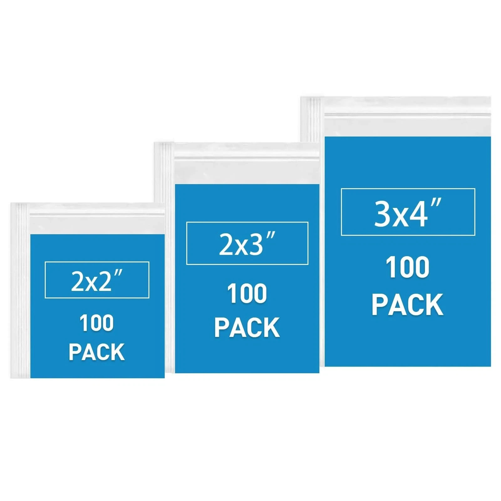 Small Plastic Bags, 300 PCS Mini Baggies 3 Assorted Sizes 2×2 2×3 3×4 Inch. M…