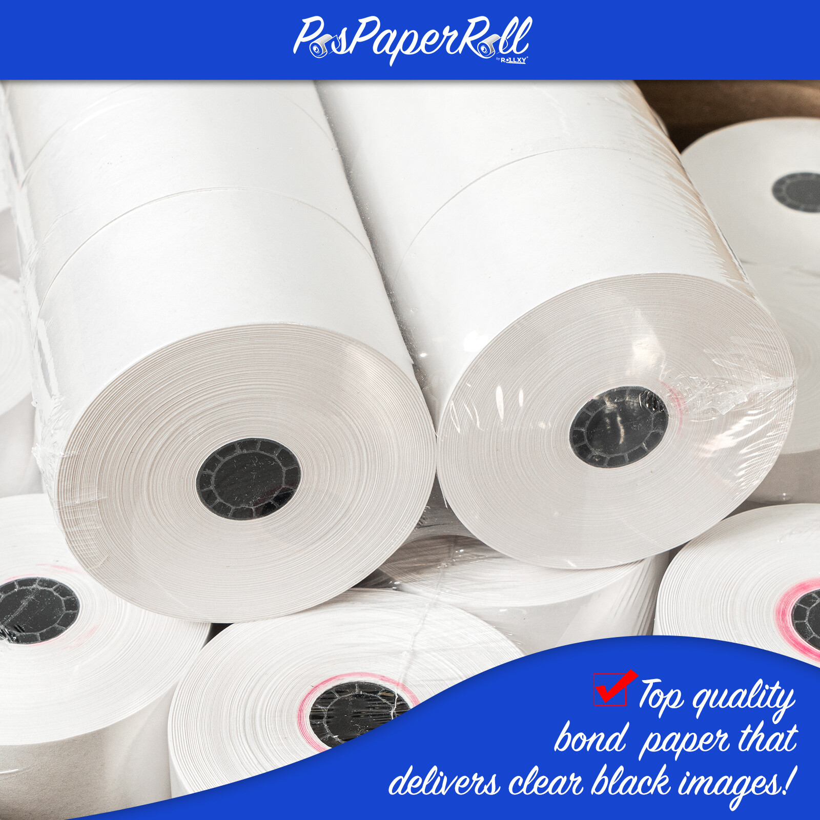 44mm (1-3/4″) x 150′ BOND Cash Register/Calculator Receipt Paper – 40 Rolls