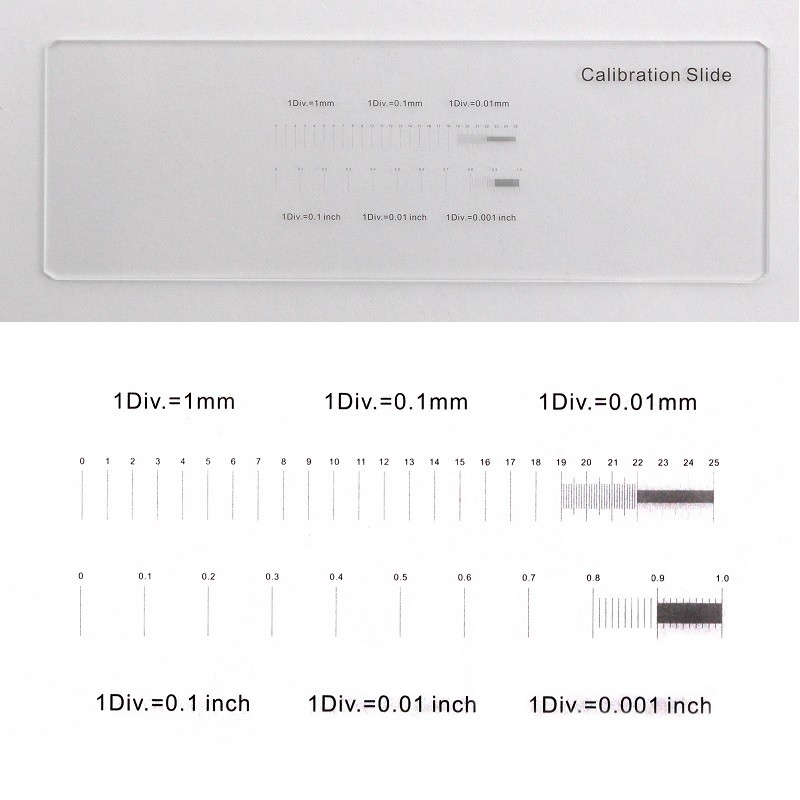 Microscope Calibration Slide Stage Micrometer 0.01 Millimeter 0.001 inch 25.4 mm
