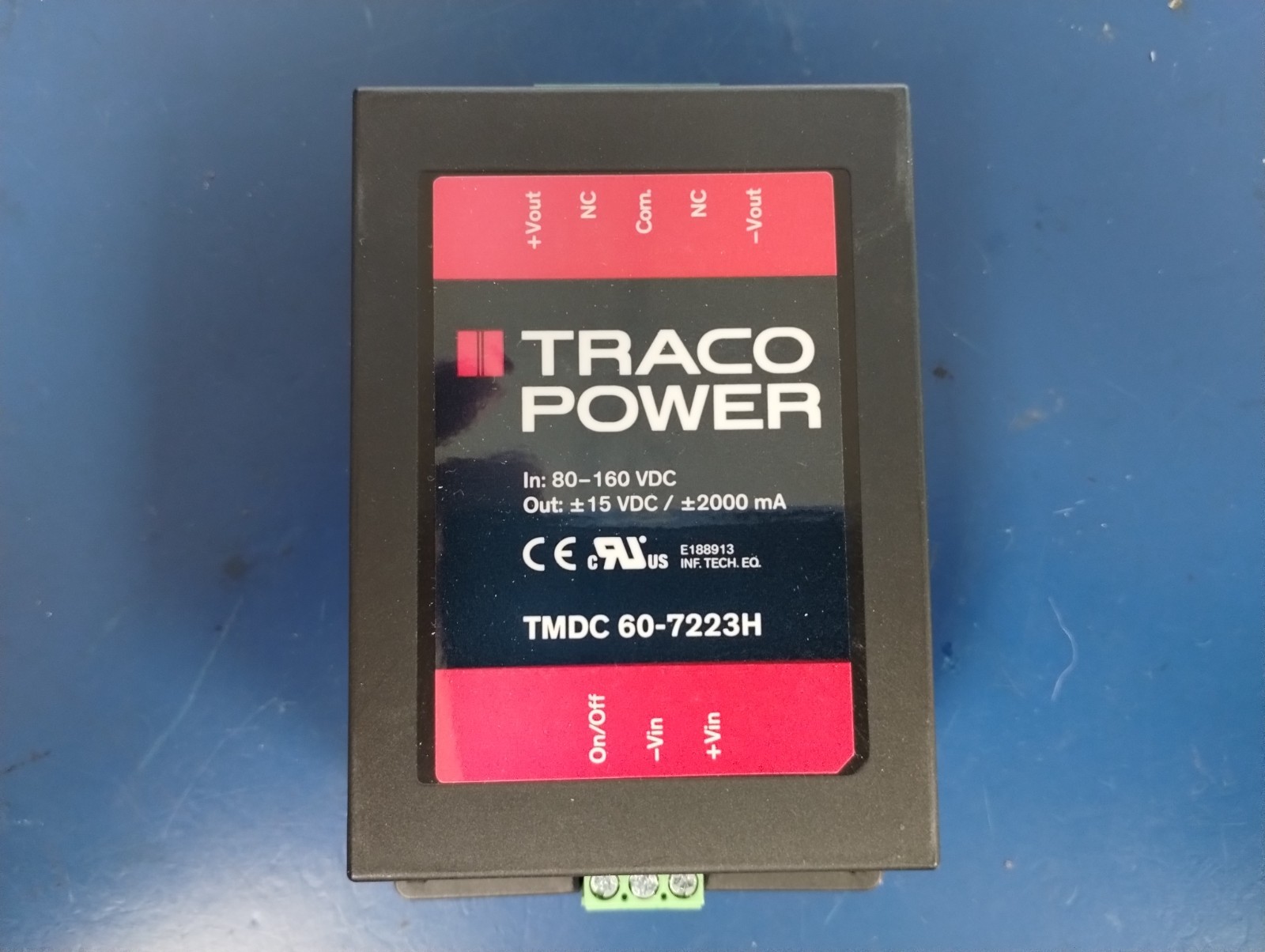 TRACO POWER TMDC 60-7223H DC/DC Converter – 60W 80-160Vin +/-15V 2A Chassis mnt