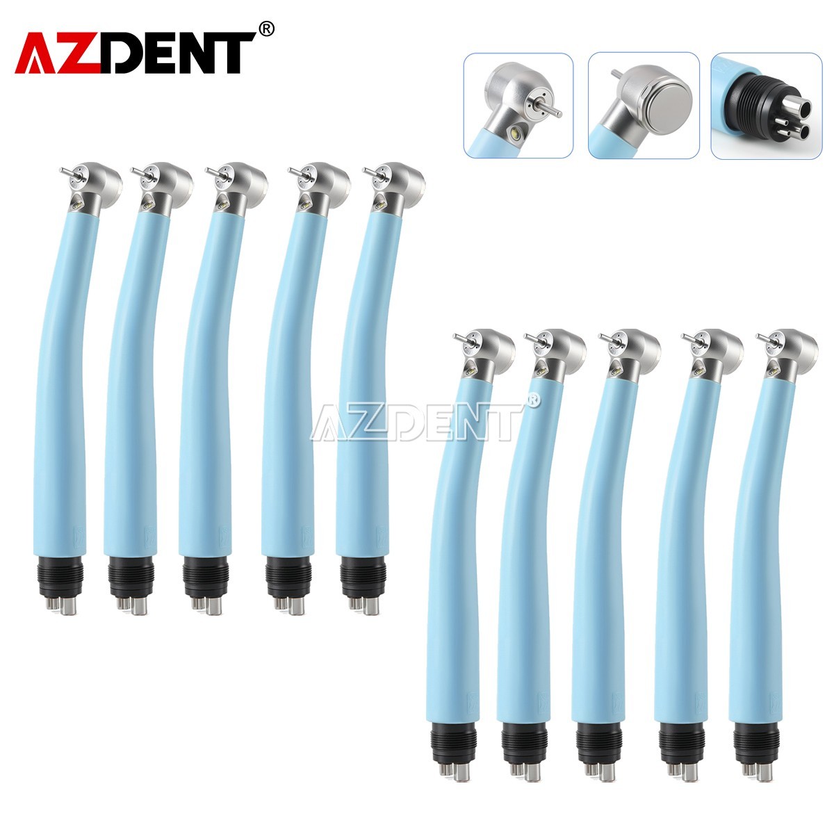 10X Dental LED E-generator High Speed Handpiece Push Button 4Holes 3 Way Spray