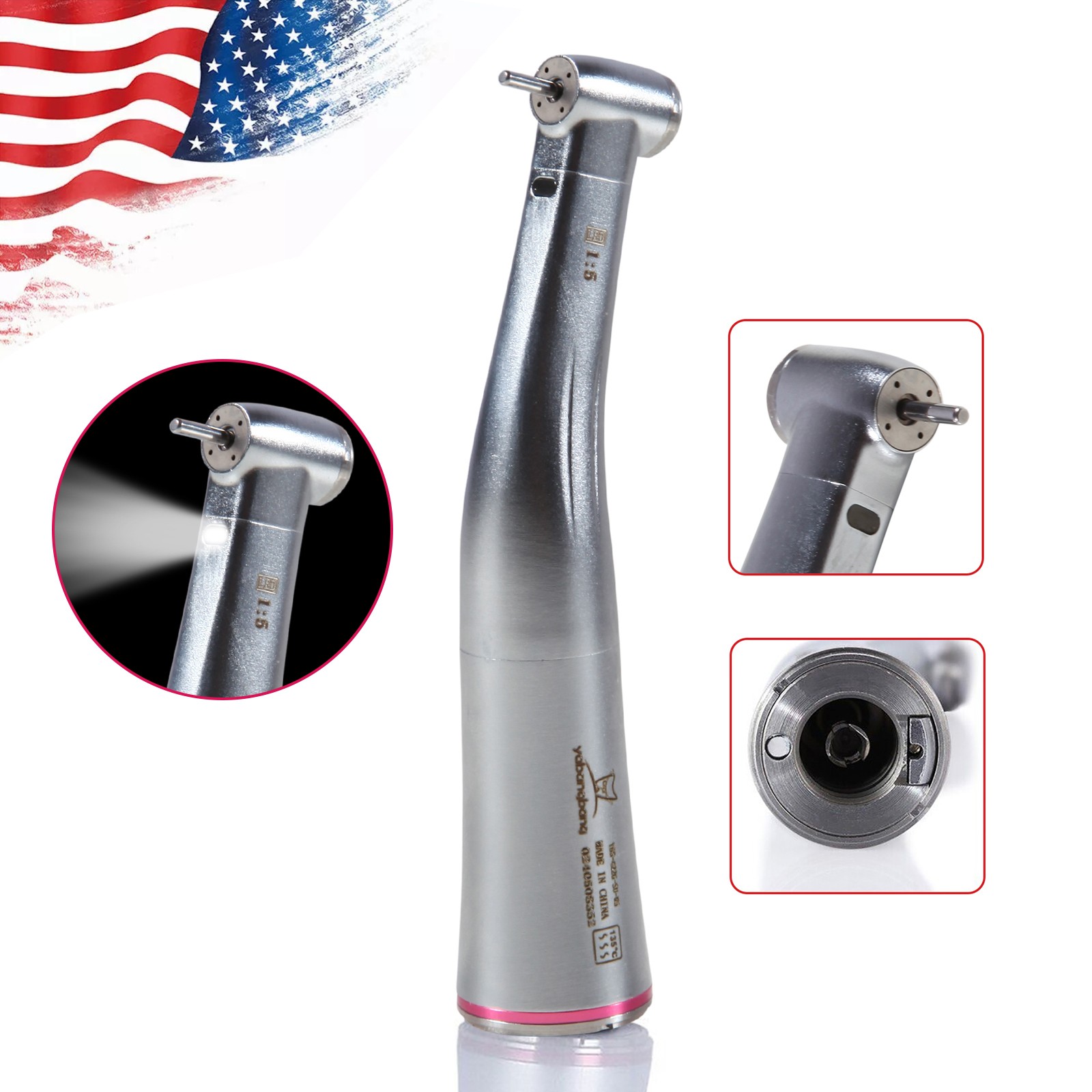 Dental 1:5 Increasing Contra Angle LED Handpiece Fit NSK Electric Motor X95L