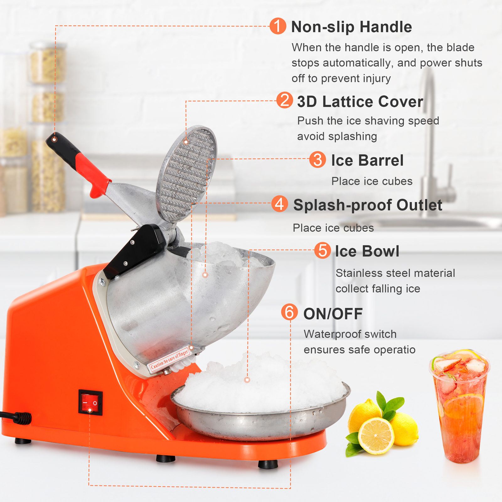 300W Electric Ice Crusher Machine Shaver Shaved Icee Snow Cone Maker 143 lbs New