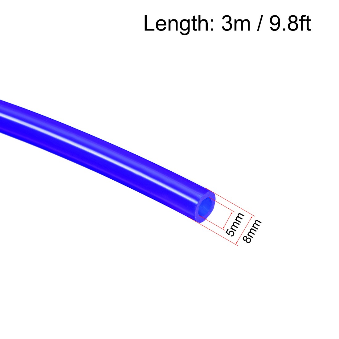 Silicone Tubing 5mm ID 8mm OD 9.8ft 3 Meters Rubber Tube Air Hose Pipe Blue