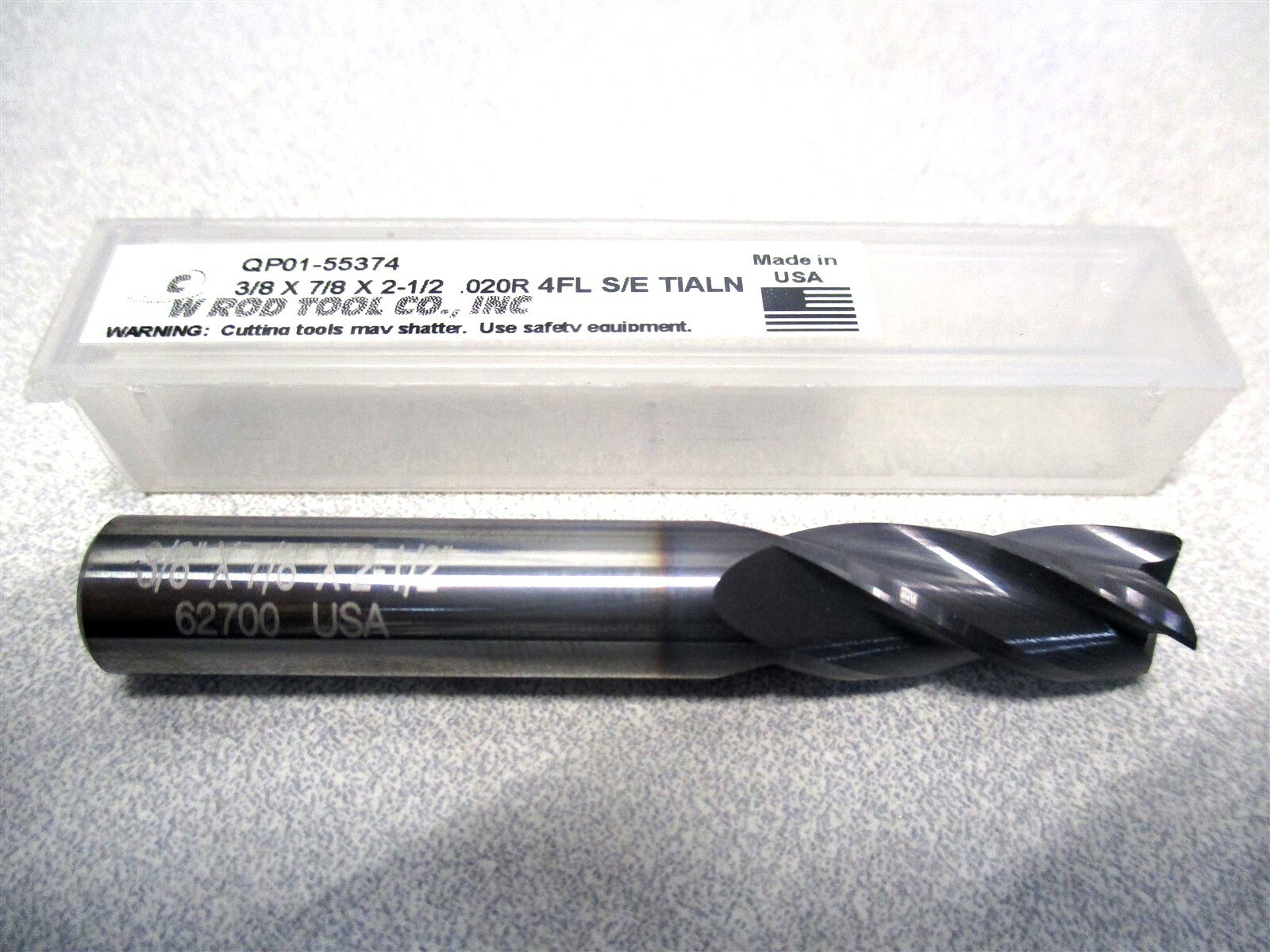 New (QP01-55374) 3/8 x 3/8 x 7/8 x 2-1/2 4-Flute SE SF Square End Mill